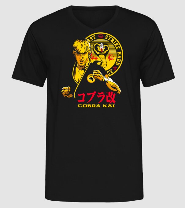 cobra kai poster model negru pe tricou