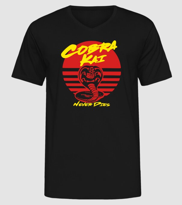 cobra kai sunset logo model negru pe tricou