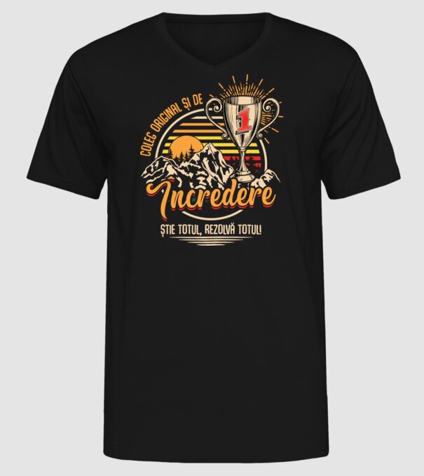 coleg original și de încredere model negru pe tricou