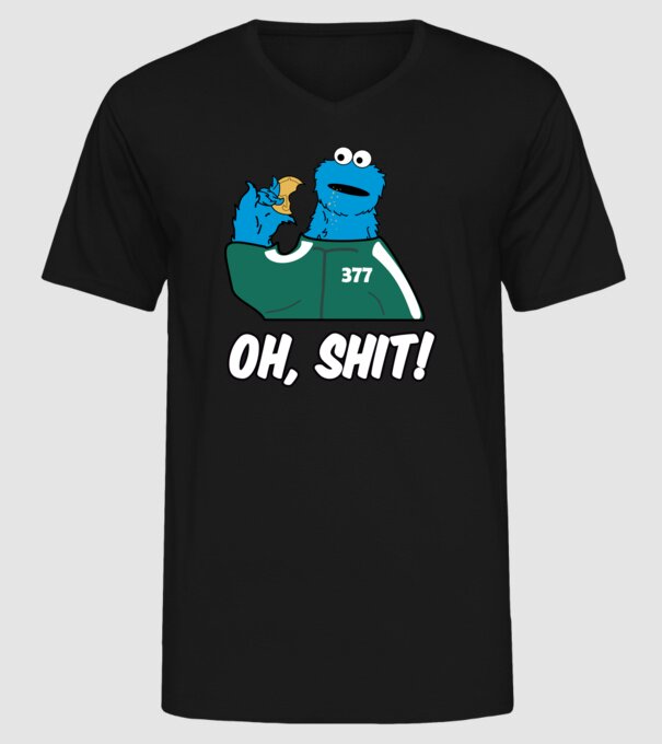 cookie monster squid game parody model negru pe tricou