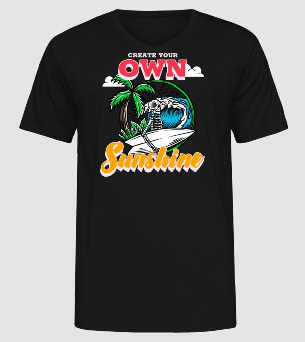 Create your own sunshine surfer skeleton model negru pe tricou