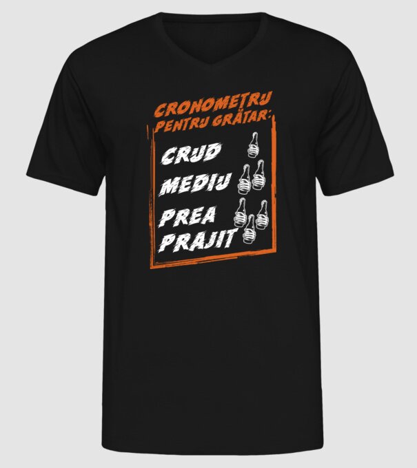 cronometru pentru grătar: crud, mediu, prea prăjit model negru pe tricou