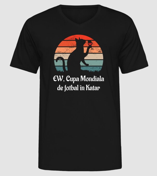 Cupa Mondiala de fotbal în Katar model negru pe tricou
