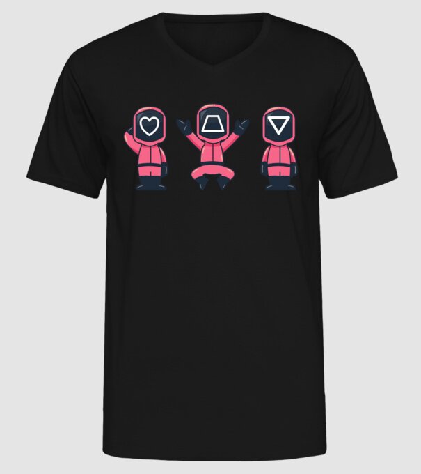 cute squid game toys model negru pe tricou