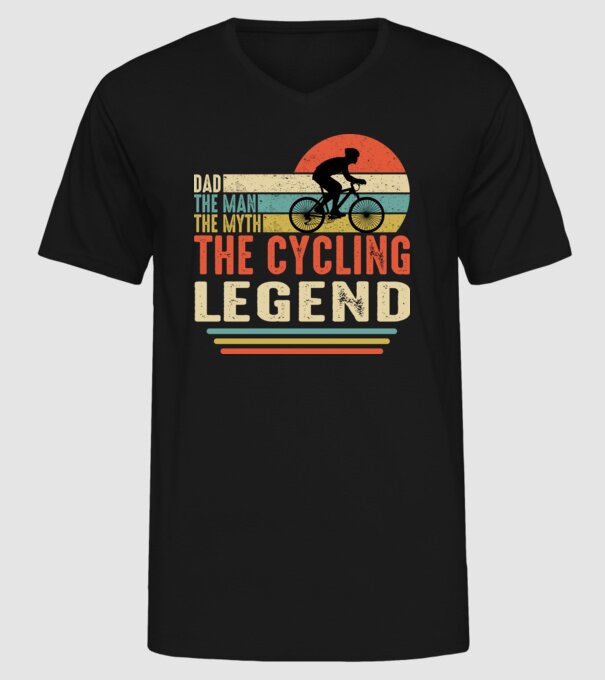 Dad the man, the myth, the cycling legend model negru pe tricou