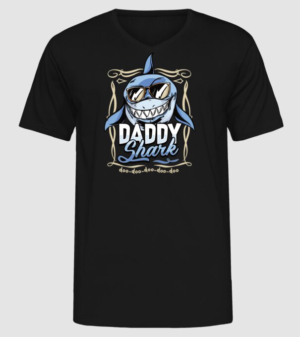 Daddy Shark model negru pe tricou
