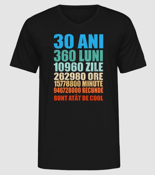 De 30 ani - luni - zile - ore - minute - secunde - sunt atât de cool model negru pe tricou