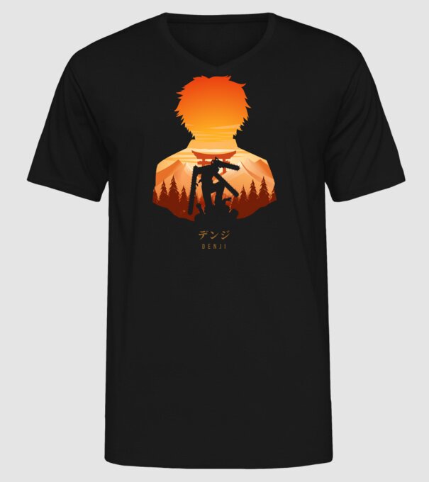 Denji model negru pe tricou