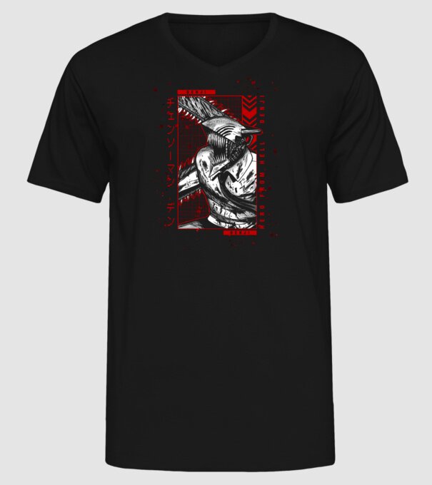 Denji Chainsaw man model negru pe tricou