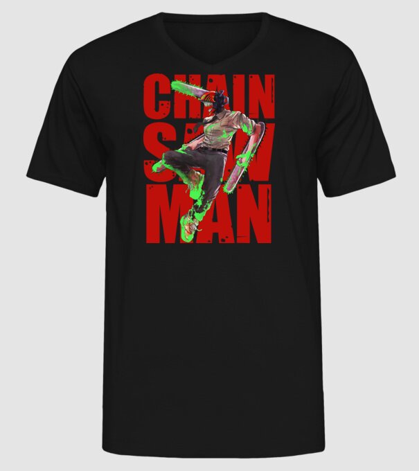 Denji chainsaw man concept model negru pe tricou