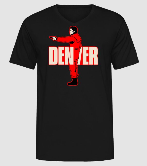 denver la casa de papel model negru pe tricou