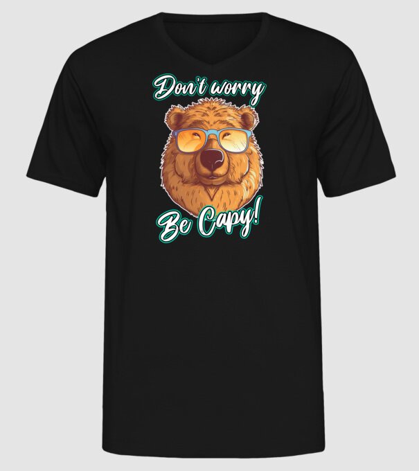 Don't worry be Capy model negru pe tricou
