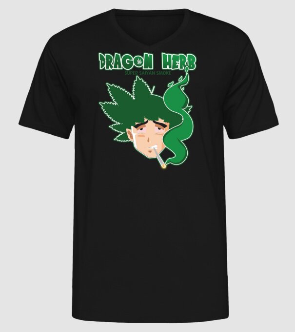 dragon herb smoke model negru pe tricou