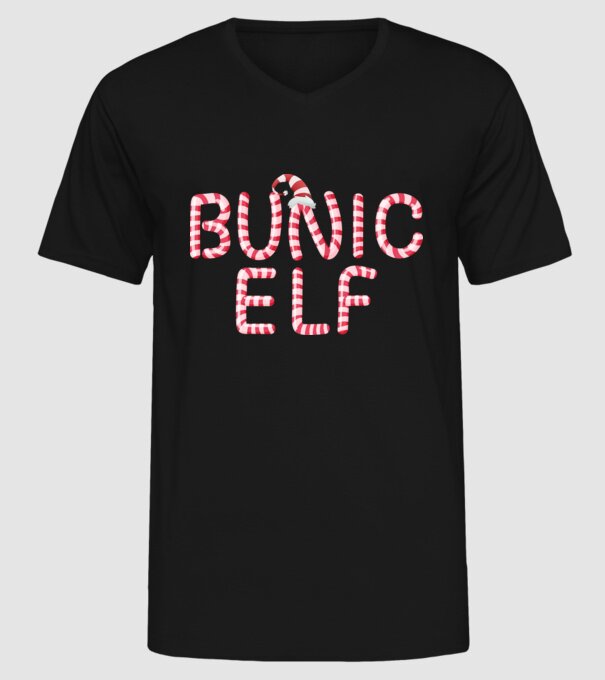 bunic elf model negru pe tricou