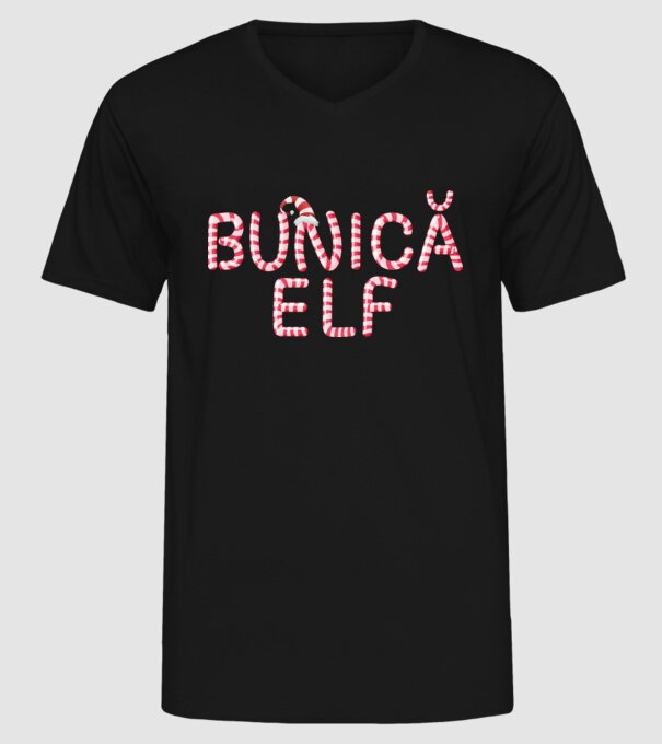 bunică elf model negru pe tricou