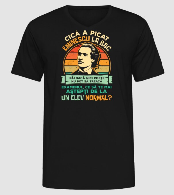 Eminescu model negru pe tricou