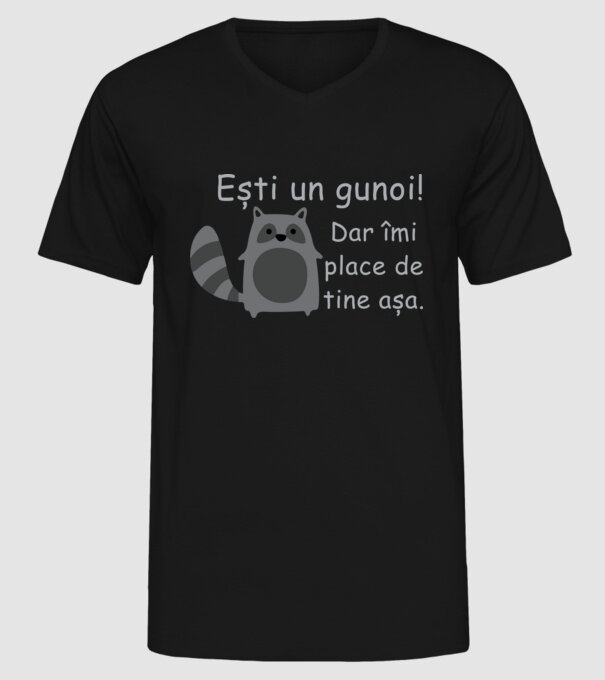 ești un gunoi! dar îmi place de tine așa model negru pe tricou