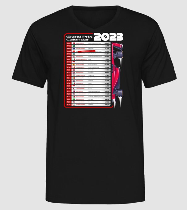 F1 Calendar TBA model negru pe tricou