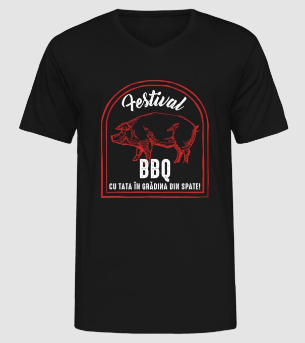 Festival BBQ - cu tata în grădina din spate! model negru pe tricou