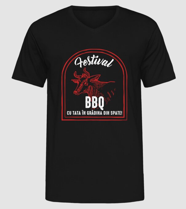 Festival BBQ - cu tata în grădina din spate! model negru pe tricou