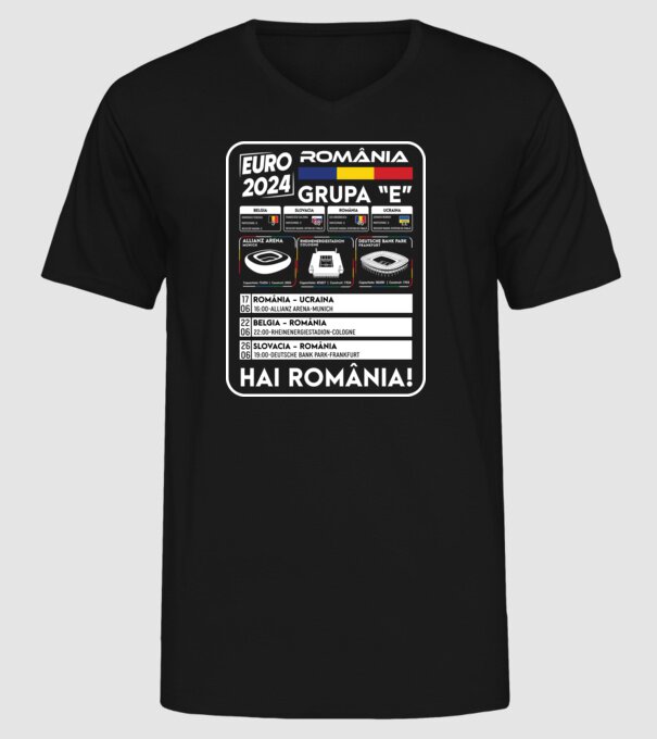Fotbal Calendar Euro 2024 model negru pe tricou