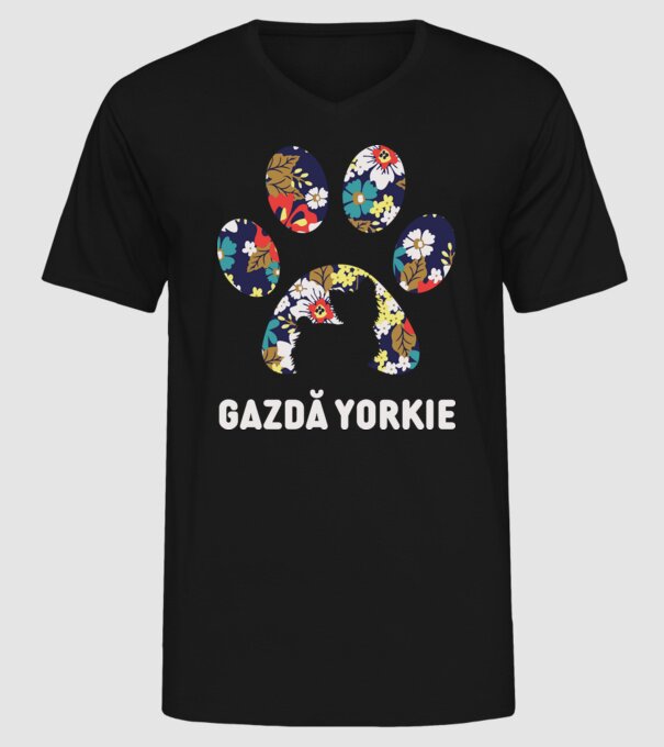 Gazdă Yorkie model negru pe tricou