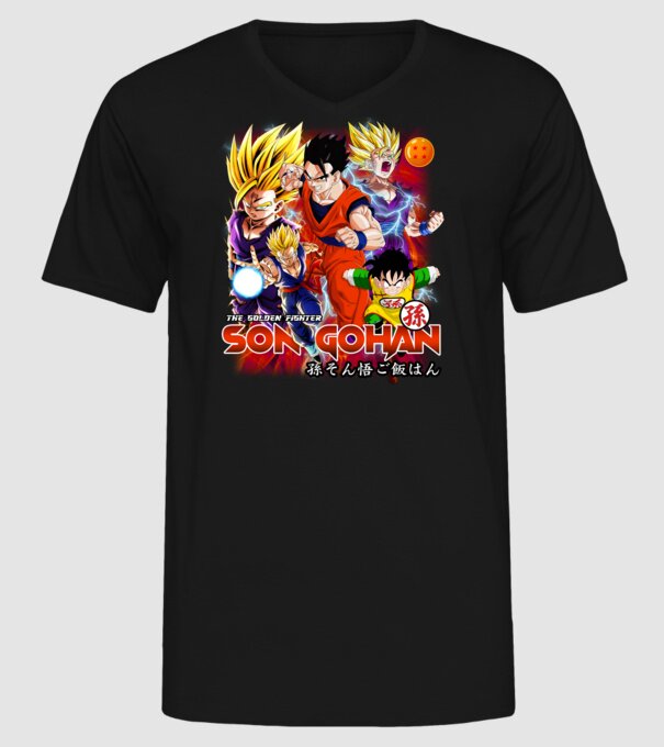 gohan dragonball model negru pe tricou