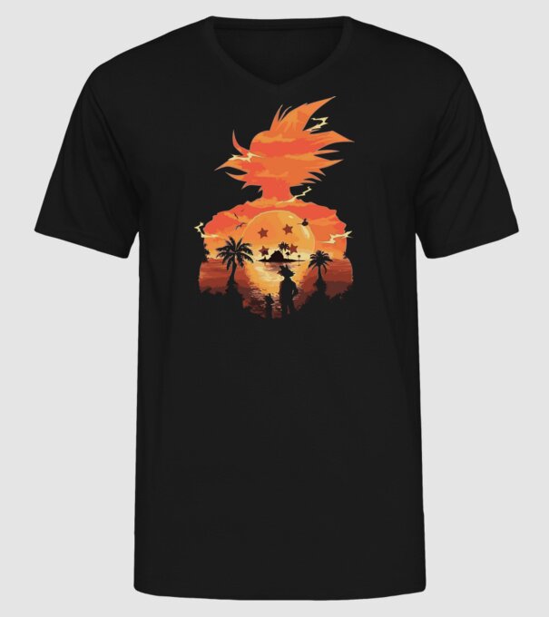goku sunset 2 model negru pe tricou