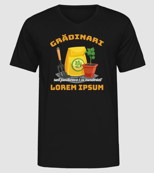 Grădinari model negru pe tricou