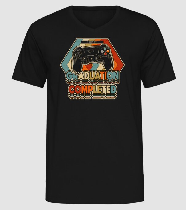 Graduatuion completed retro model negru pe tricou
