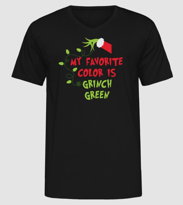 Grinch Green model negru pe tricou