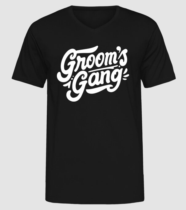 Grooms Gang model negru pe tricou