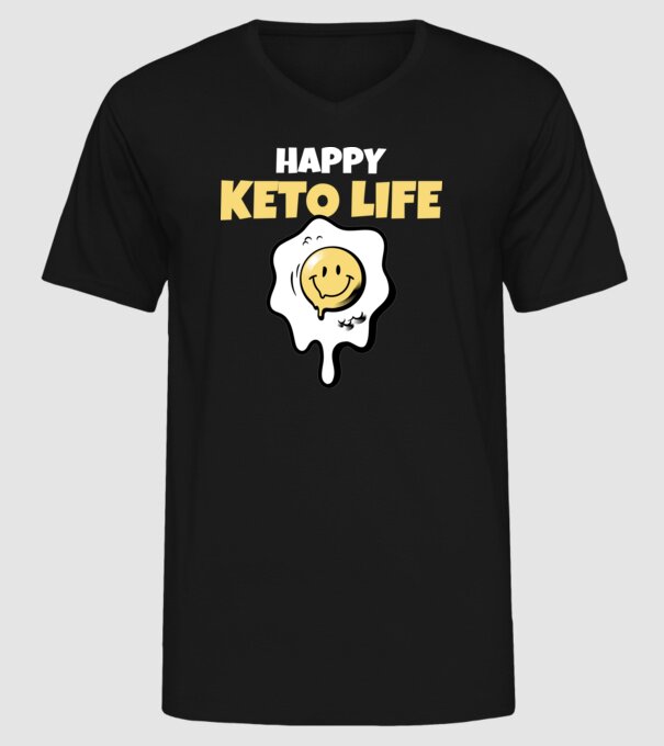 HAPPY KETO LIFE model negru pe tricou