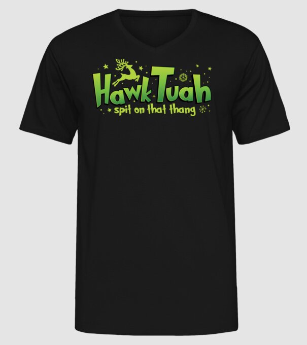 Hawk tuah xmas model negru pe tricou
