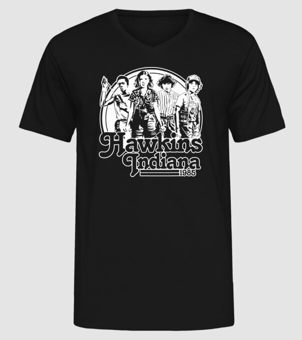 hawkins indiana stranger things2 model negru pe tricou