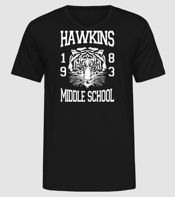hawkins middle school 83 white model negru pe tricou