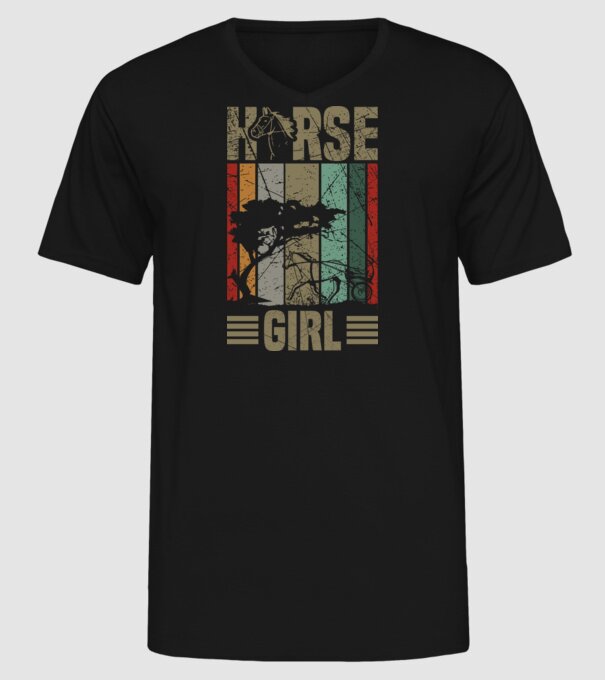 Horse girl model negru pe tricou