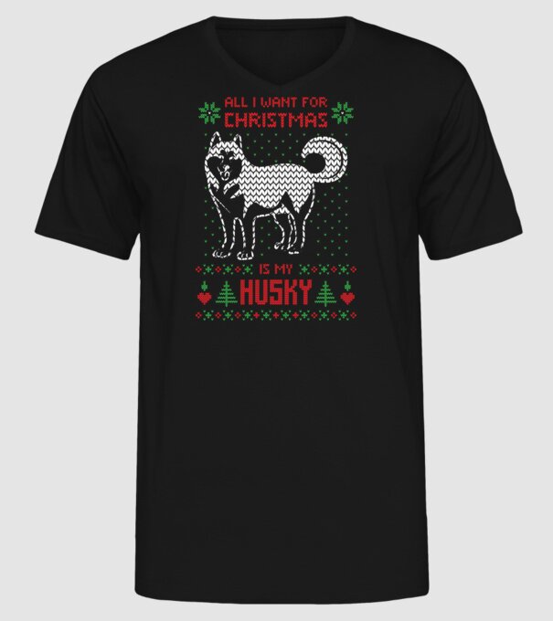 Husky model negru pe tricou
