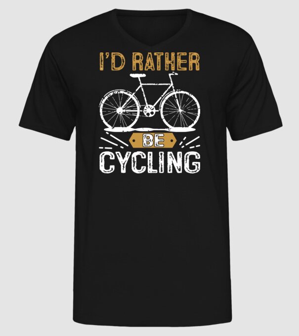 I'd rather be cycling model negru pe tricou