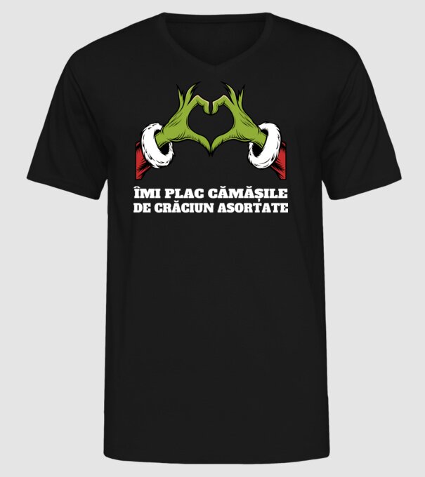 Îmi plac cămășile de crăciun asortate negru model negru pe tricou