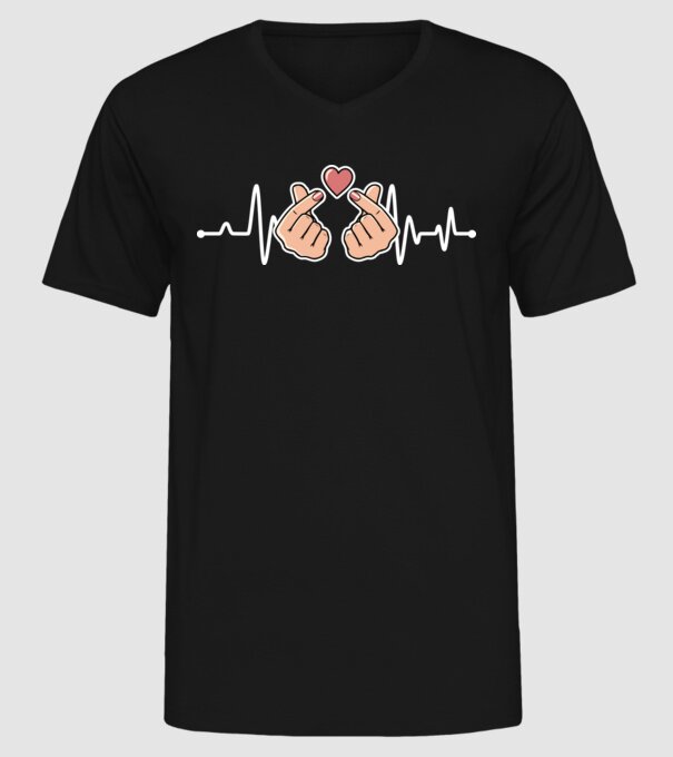 Kpop heartbeat model negru pe tricou