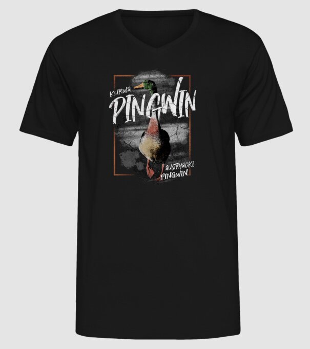 Kurwa pingwin model negru pe tricou