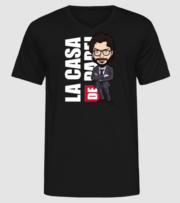 la cas de papel professor model negru pe tricou