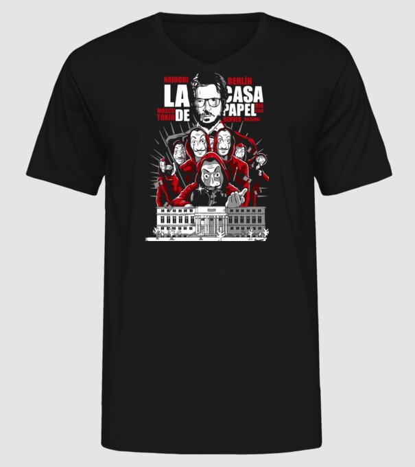 la casa de papel family model negru pe tricou