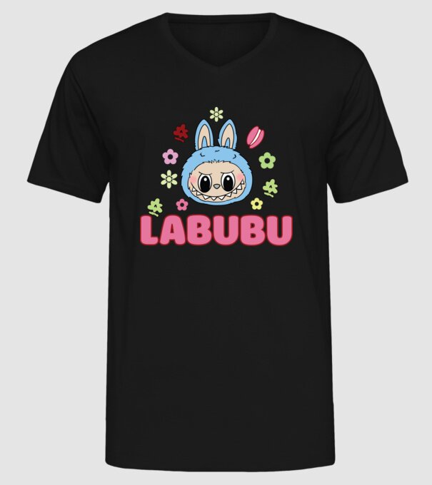 Labubu model negru pe tricou