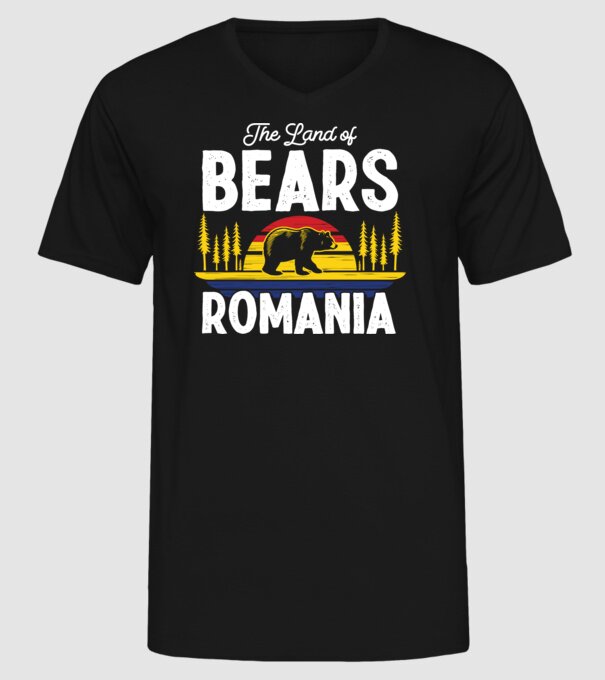 Land of Bears model negru pe tricou