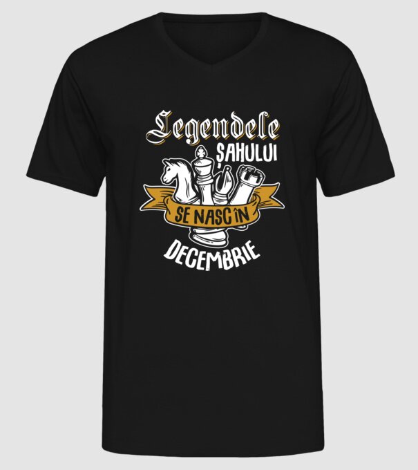Legendele șahului se nasc în decembrie model negru pe tricou