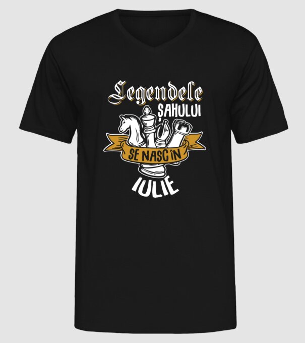 Legendele șahului se nasc în iulie model negru pe tricou
