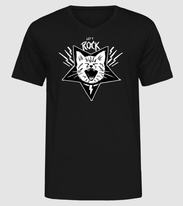 Let's rock model negru pe tricou