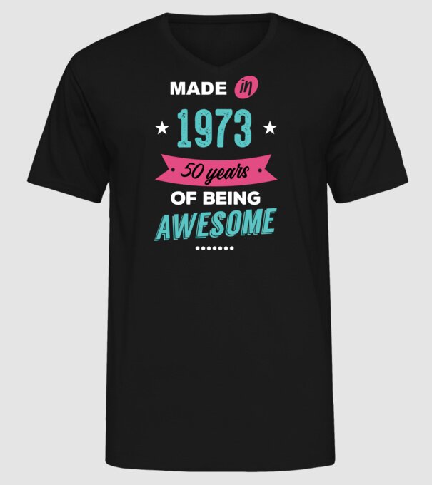 MADE IN 1973 model negru pe tricou